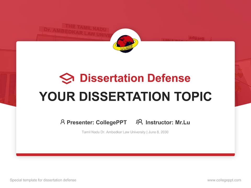 Tamil Nadu Dr. Ambedkar Law University Graduation Thesis Defense PPT Template4:3 ratio PPT effect preview image7