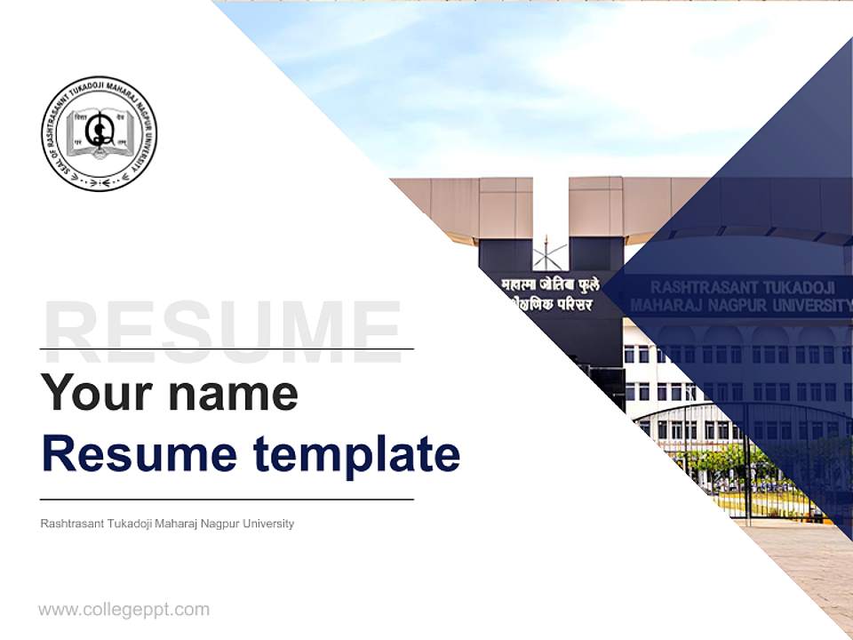 Rashtrasant Tukadoji Maharaj Nagpur University Resume PPT Template4:3 ratio PPT effect preview image5