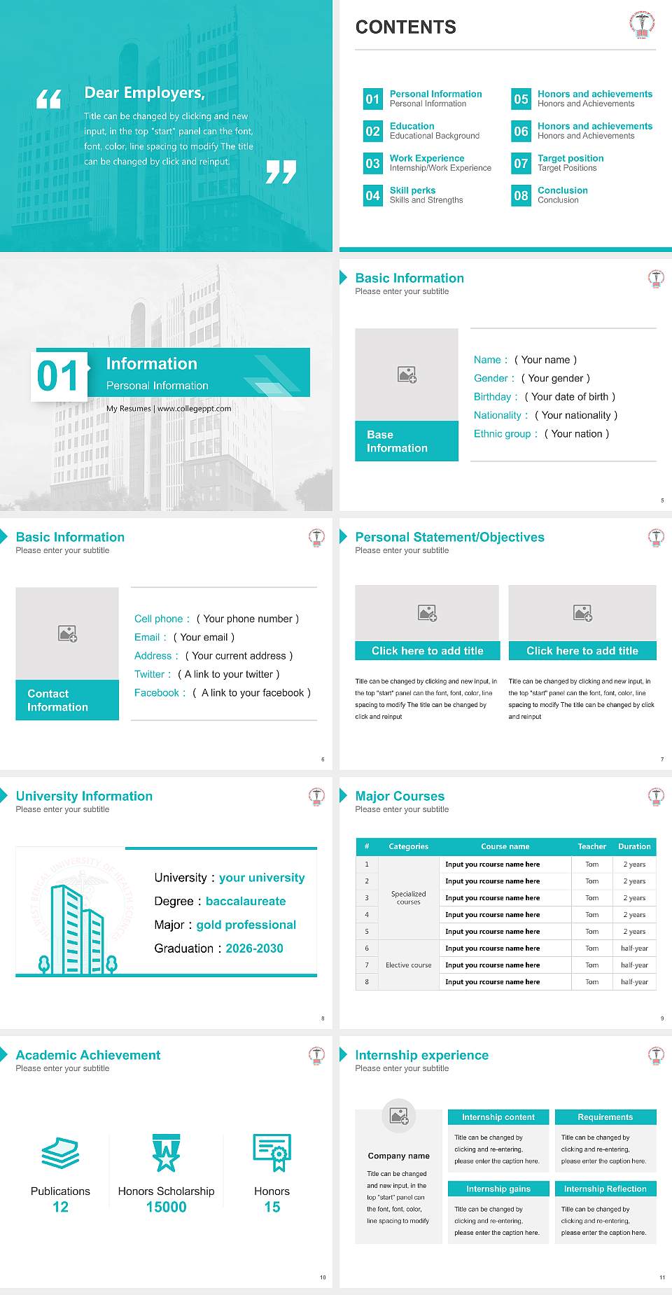 The West Bengal University of Health Sciences Resume PPT Template4:3 ratio PPT effect preview image2