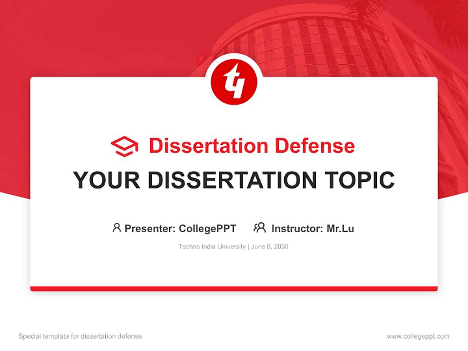 Techno India University Graduation Thesis Defense PPT Template4:3 ratio PPT effect preview image7