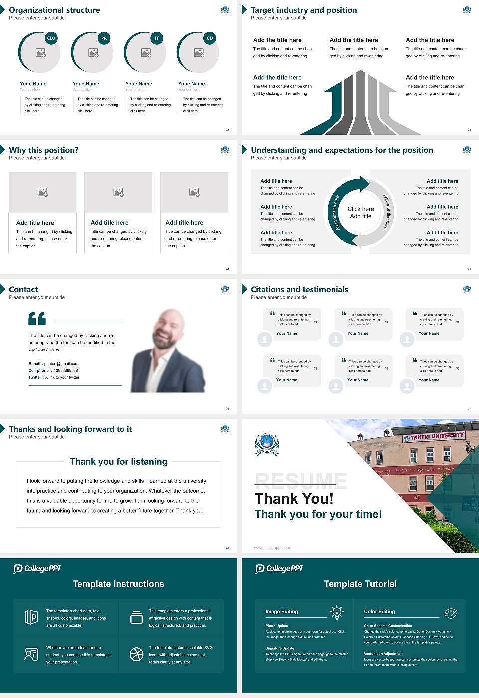 Tantia University Resume PPT Template16:9 ratio PPT effect preview image4