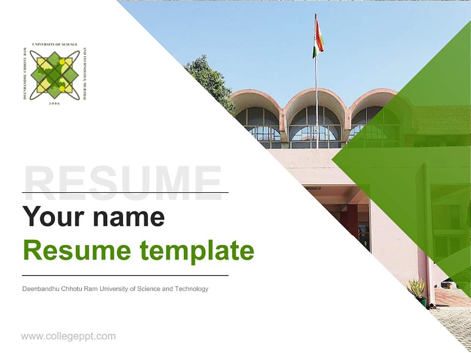 Deenbandhu Chhotu Ram University of Science and Technology Resume PPT Template4:3 ratio PPT effect preview image5