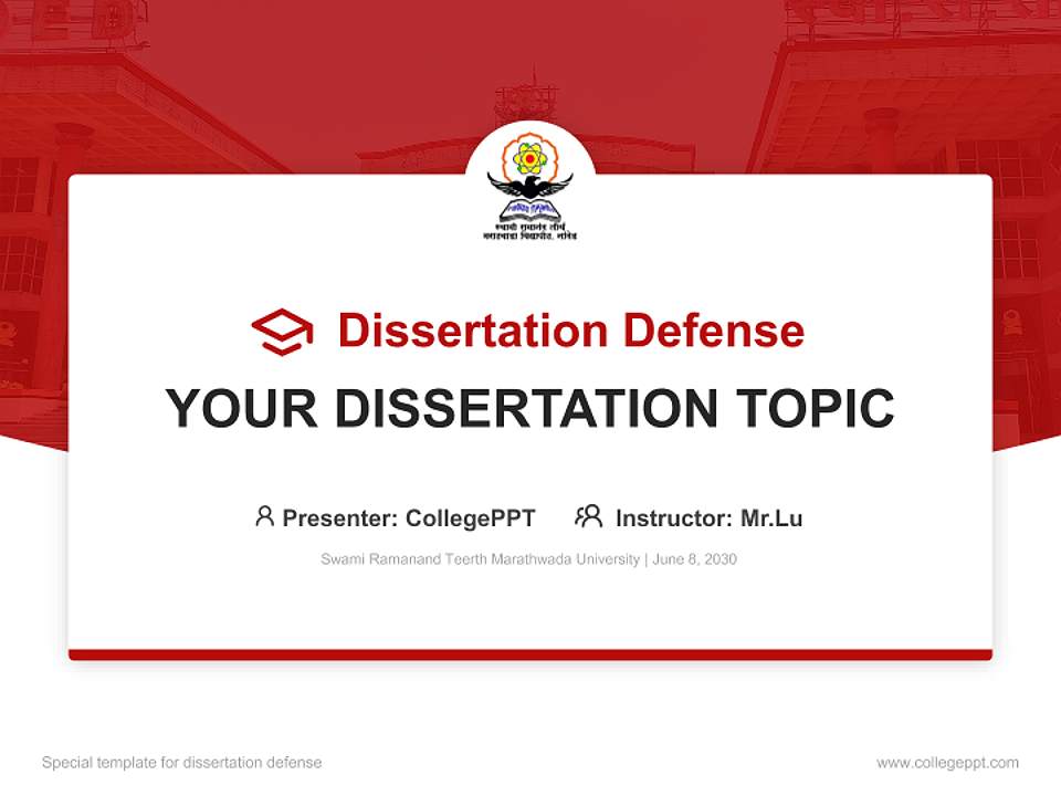 Swami Ramanand Teerth Marathwada University Graduation Thesis Defense PPT Template4:3 ratio PPT effect preview image7