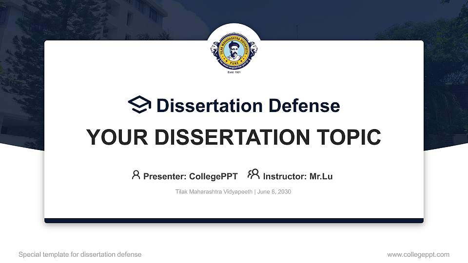 Tilak Maharashtra Vidyapeeth Graduation Thesis Defense PPT Template16:9 ratio PPT effect preview image