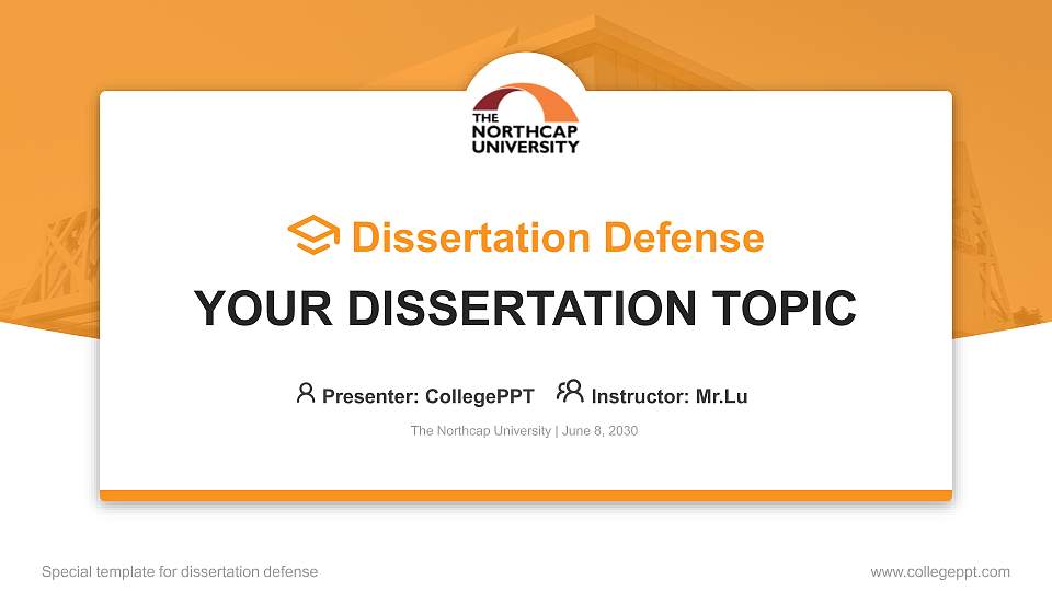The Northcap University Graduation Thesis Defense PPT Template16:9 ratio PPT effect preview image