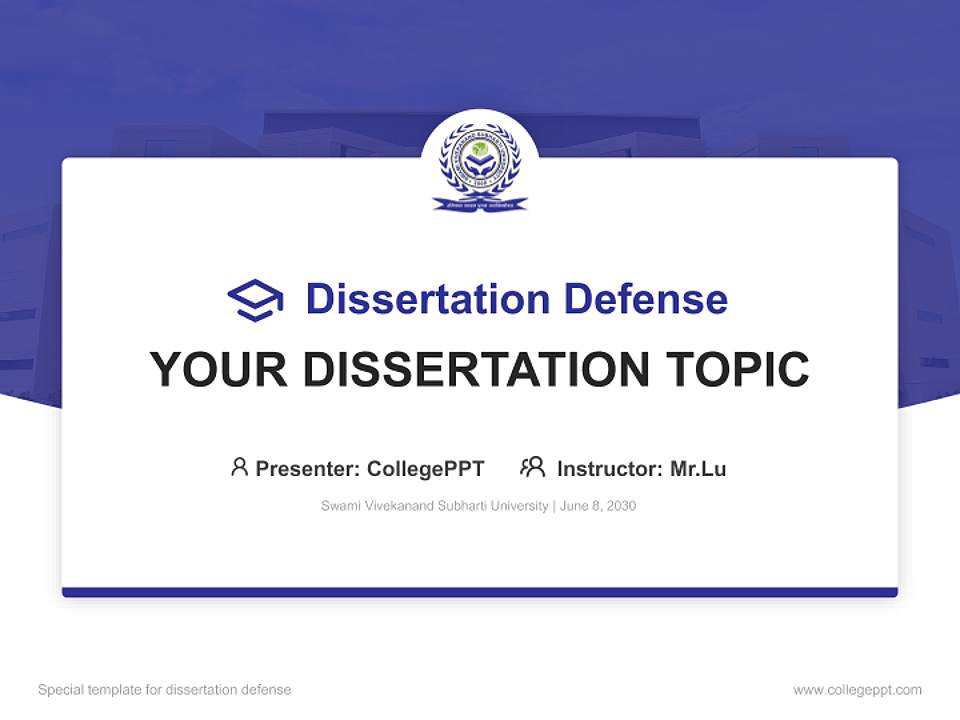 Swami Vivekanand Subharti University Graduation Thesis Defense PPT Template4:3 ratio PPT effect preview image7