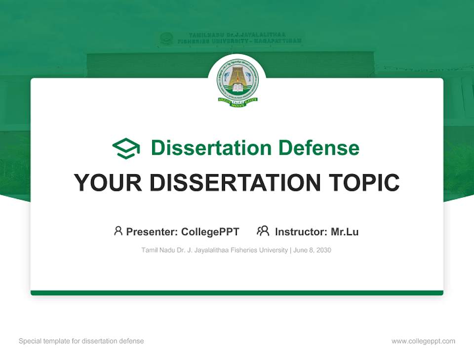 Tamil Nadu Dr. J. Jayalalithaa Fisheries University Graduation Thesis Defense PPT Template4:3 ratio PPT effect preview image7