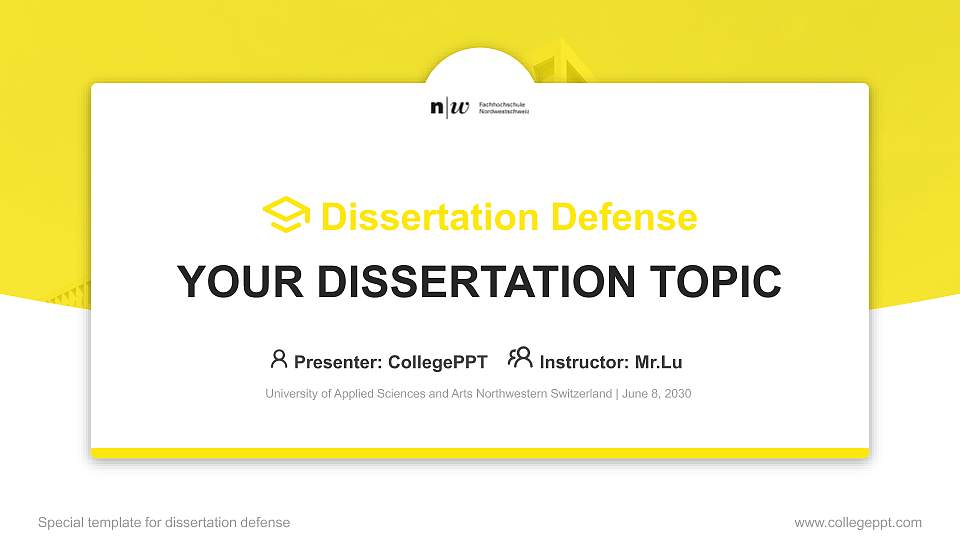 University of Applied Sciences and Arts Northwestern Switzerland Graduation Thesis Defense PPT Template16:9 ratio PPT effect preview image
