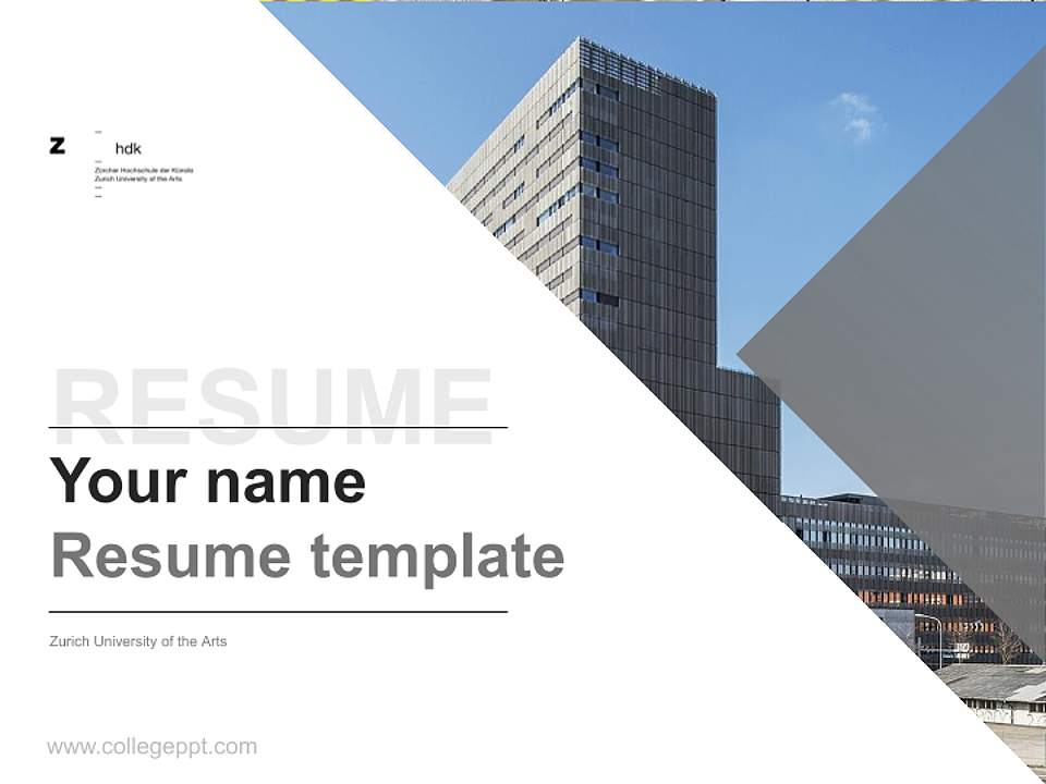 Zurich University of the Arts Resume PPT Template4:3 ratio PPT effect preview image5