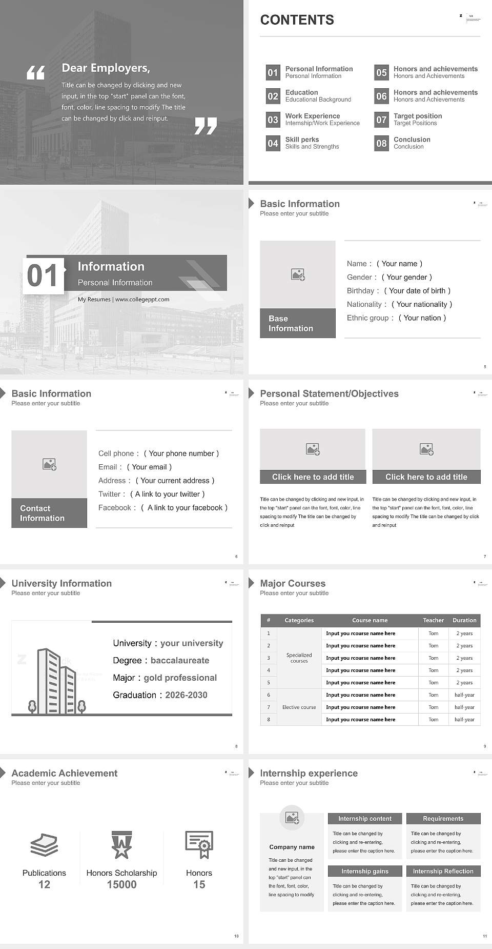 Zurich University of the Arts Resume PPT Template4:3 ratio PPT effect preview image2