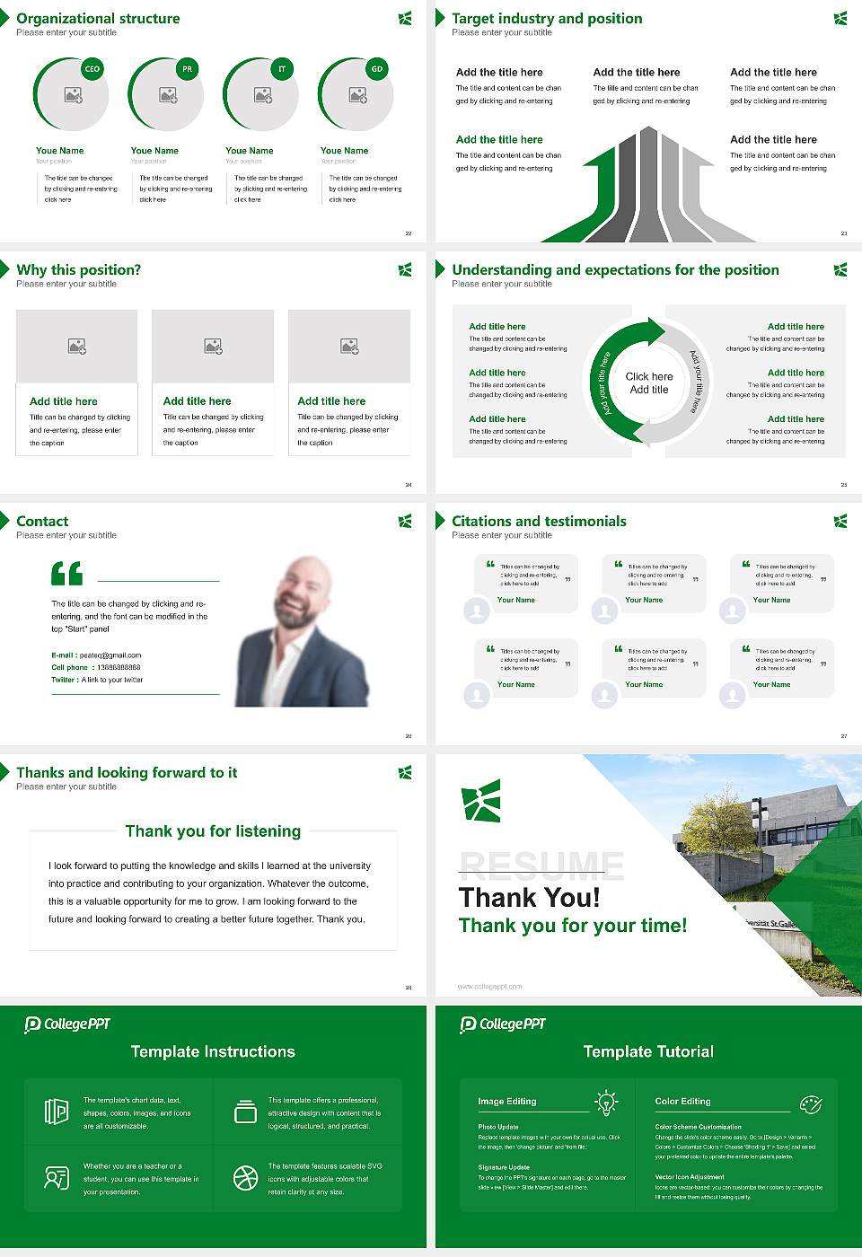 University of St. Gallen Resume PPT Template16:9 ratio PPT effect preview image4