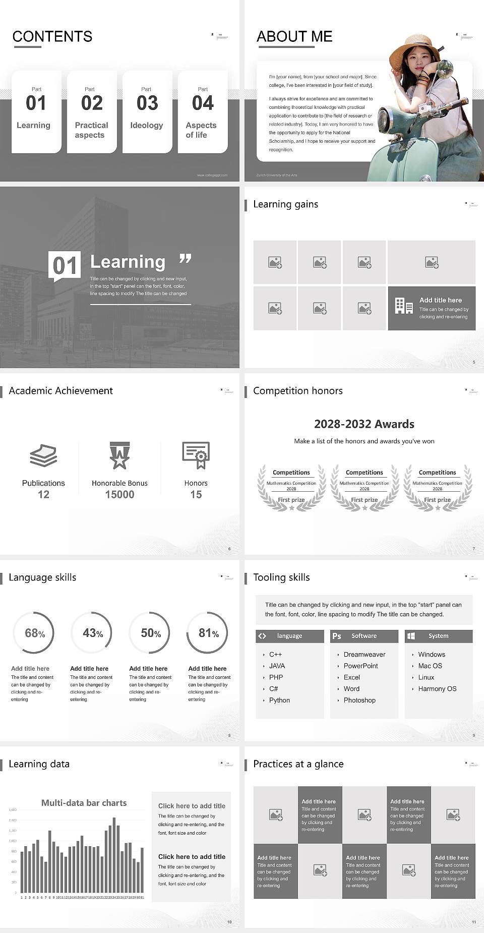 Zurich University of the Arts National Scholarship Defense PPT Template4:3 ratio PPT effect preview image2