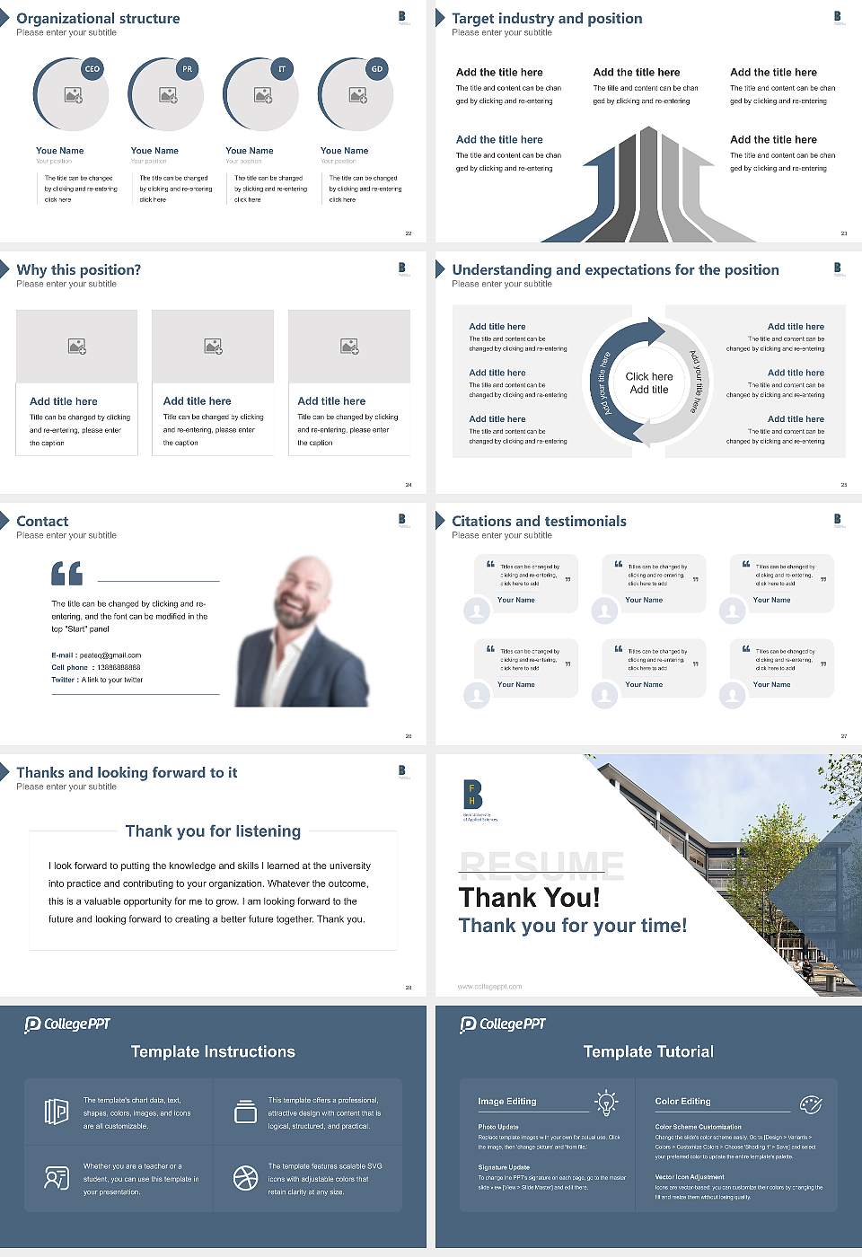 Bern University of Applied Sciences Resume PPT Template16:9 ratio PPT effect preview image4