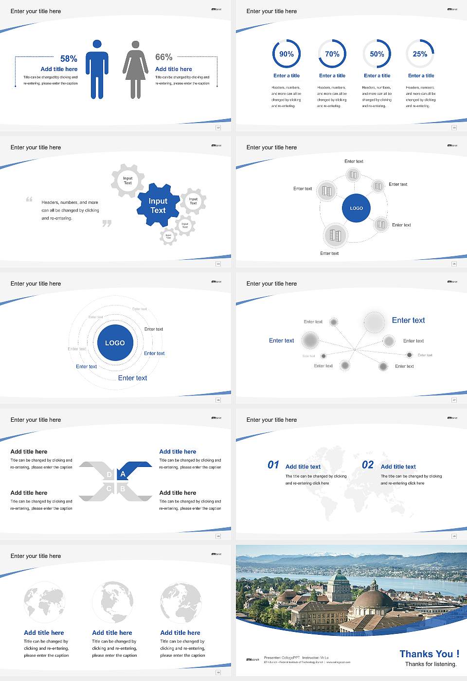 ETH Zurich – Federal Institute of Technology Zurich Course/Courseware Creation PPT Template16:9 ratio PPT effect preview image4