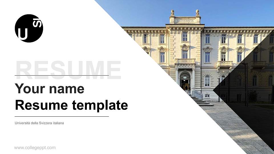 Università della Svizzera italiana Resume PPT Template16:9 ratio PPT effect preview image