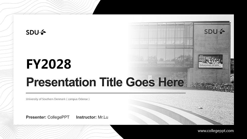 University of Southern Denmark（campus Odense） Academic Presentation/Research Findings Report PPT Template16:9 ratio PPT effect preview image