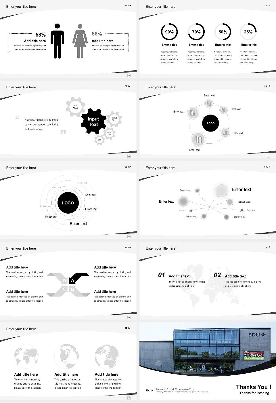 University of Southern Denmark（campus Odense） Course/Courseware Creation PPT Template16:9 ratio PPT effect preview image4