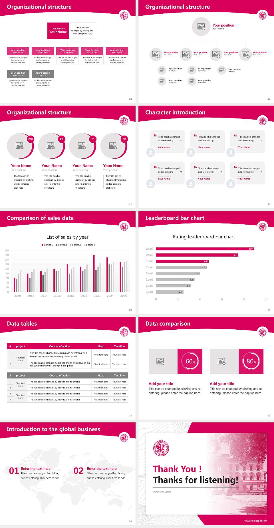 University of Geneva Academic Presentation/Research Findings Report PPT Template4:3 ratio PPT effect preview image4