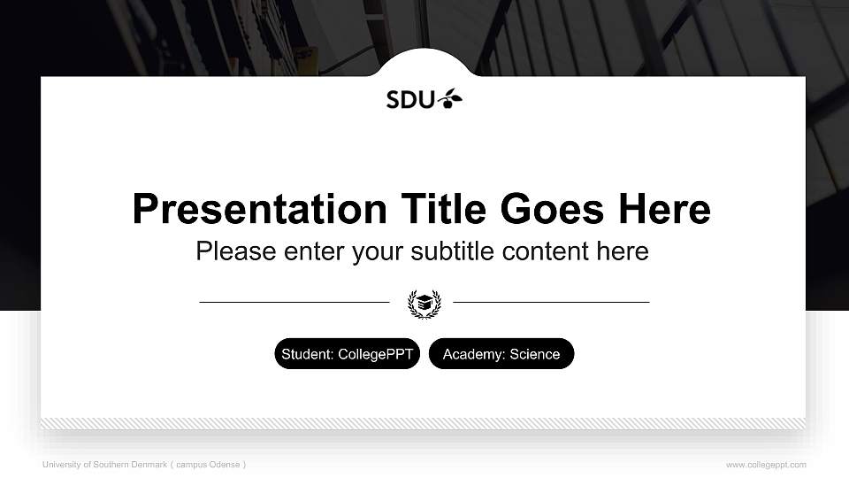 University of Southern Denmark（campus Odense） National Scholarship Defense PPT Template16:9 ratio PPT effect preview image