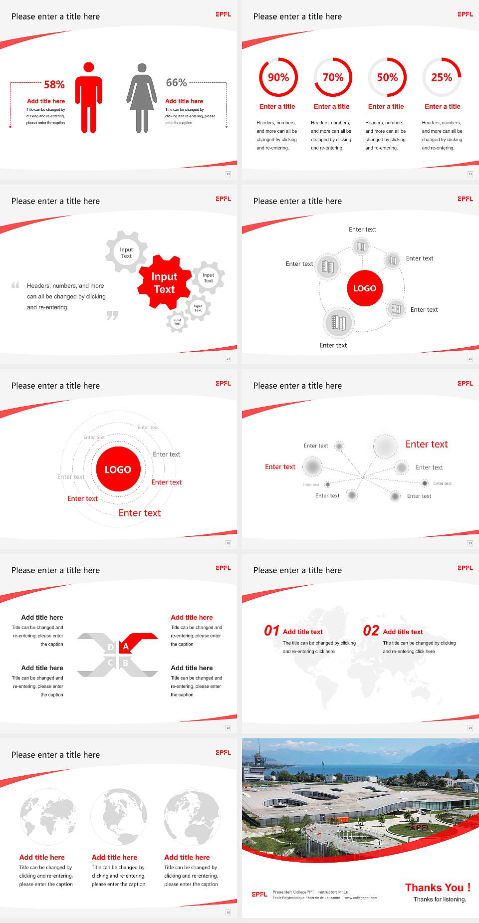 École Polytechnique Fédérale de Lausanne Course/Courseware Creation PPT Template4:3 ratio PPT effect preview image4