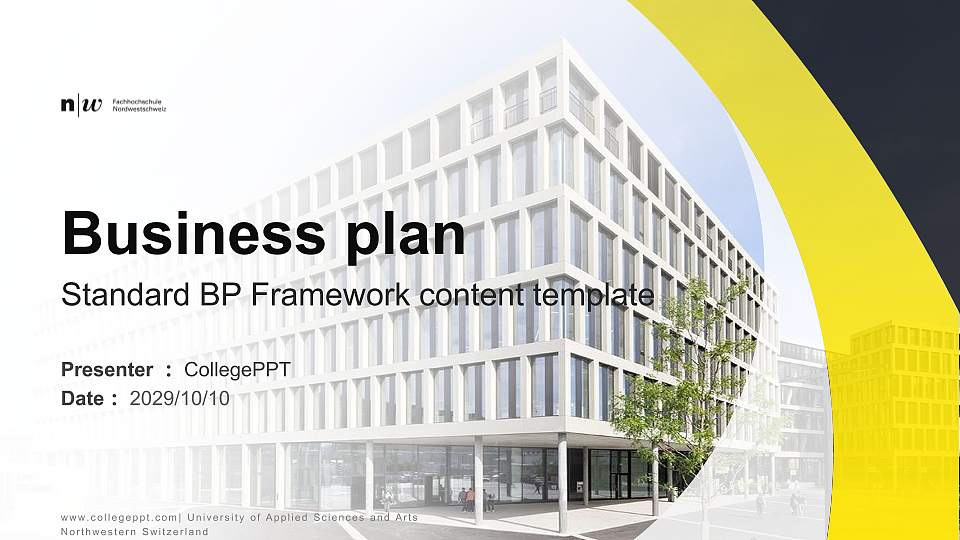University of Applied Sciences and Arts Northwestern Switzerland Competition/Entrepreneurship Contest PPT Template16:9 ratio PPT effect preview image