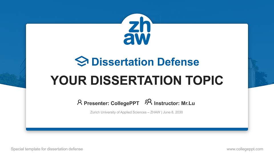 Zurich University of Applied Sciences – ZHAW Graduation Thesis Defense PPT Template16:9 ratio PPT effect preview image1