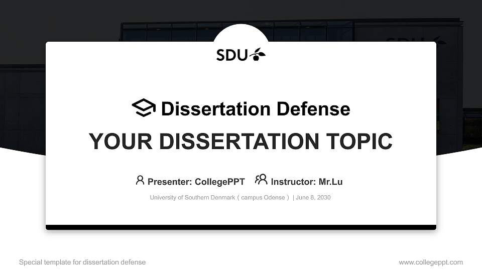 University of Southern Denmark（campus Odense） Graduation Thesis Defense PPT Template16:9 ratio PPT effect preview image1