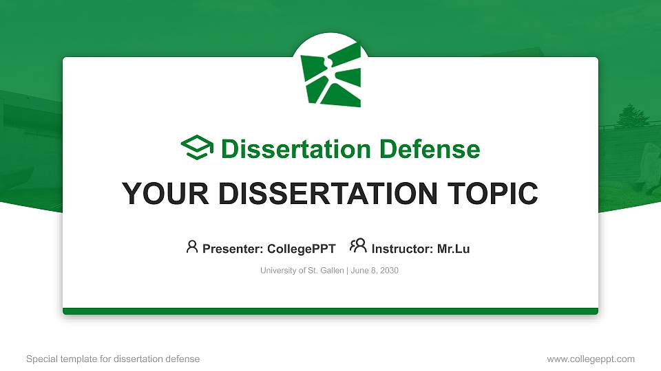 University of St. Gallen Graduation Thesis Defense PPT Template16:9 ratio PPT effect preview image