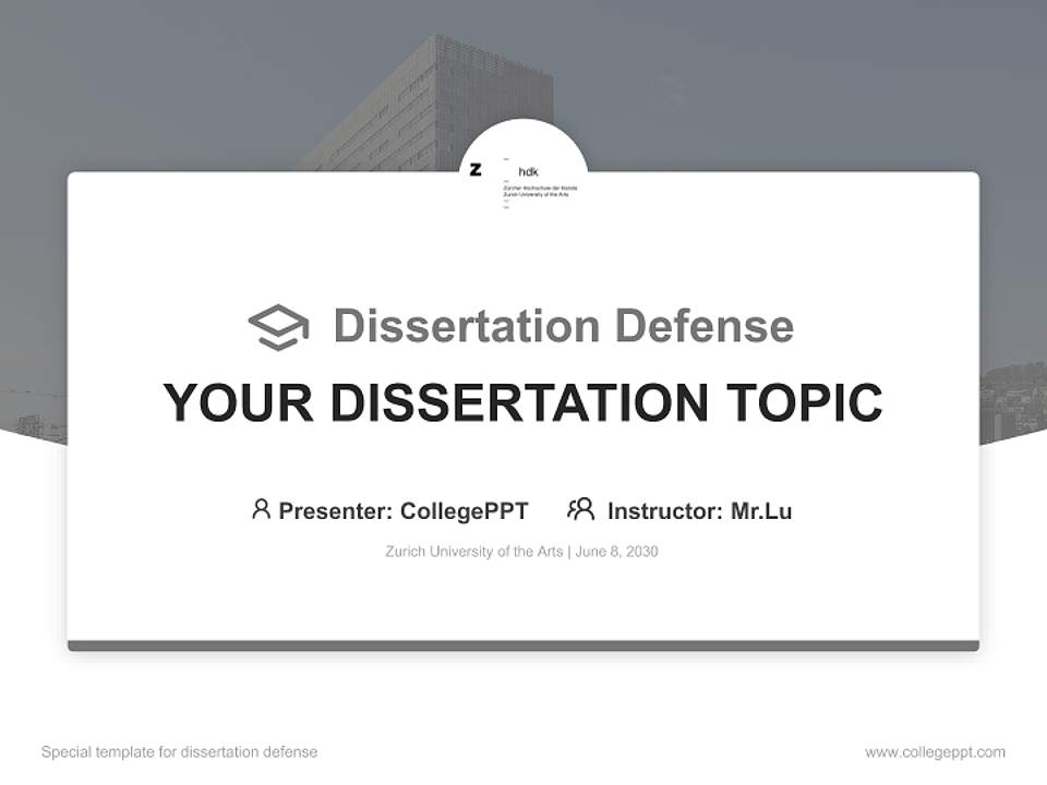 Zurich University of the Arts Graduation Thesis Defense PPT Template4:3 ratio PPT effect preview image7