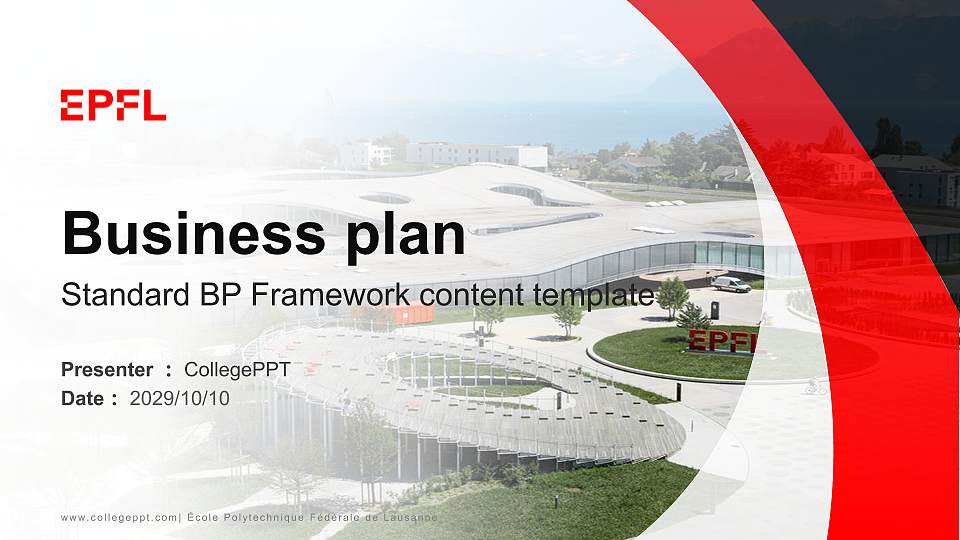 École Polytechnique Fédérale de Lausanne Competition/Entrepreneurship Contest PPT Template16:9 ratio PPT effect preview image