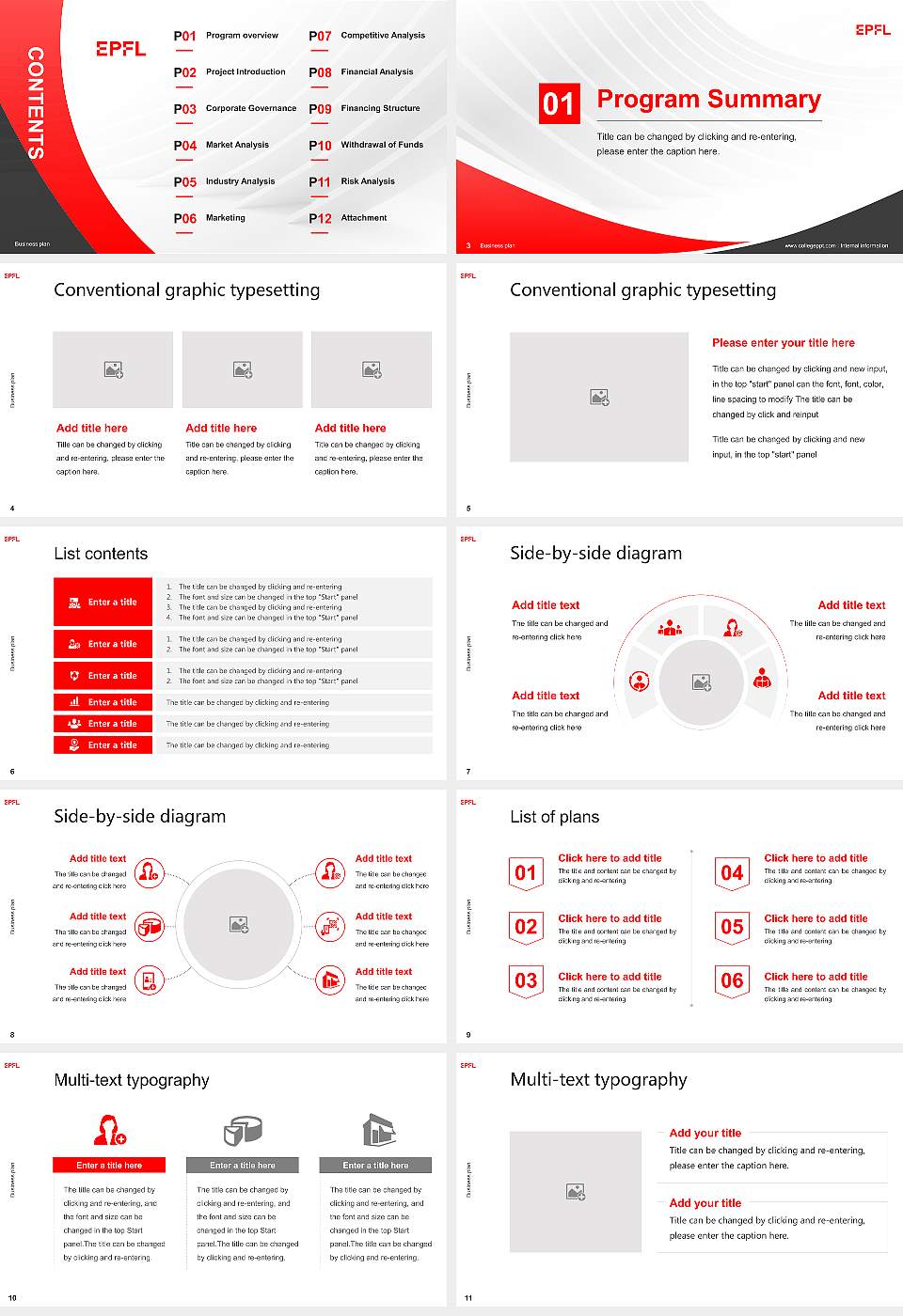 École Polytechnique Fédérale de Lausanne Competition/Entrepreneurship Contest PPT Template16:9 ratio PPT effect preview image2