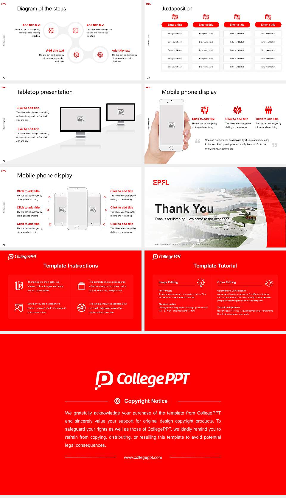 École Polytechnique Fédérale de Lausanne Competition/Entrepreneurship Contest PPT Template16:9 ratio PPT effect preview image9