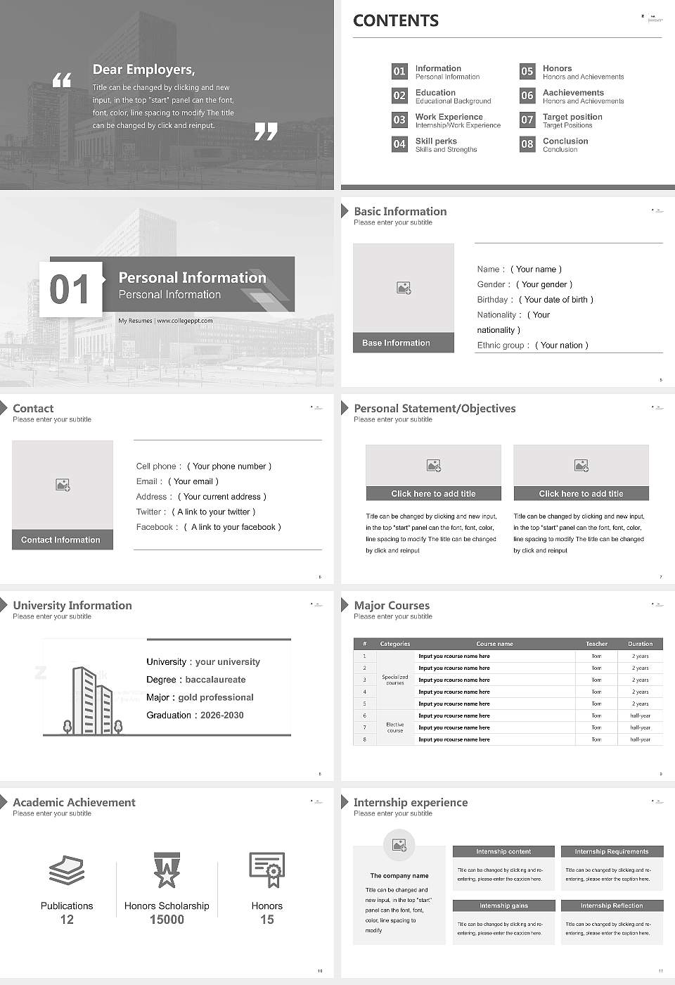 Zurich University of the Arts Resume PPT Template16:9 ratio PPT effect preview image2