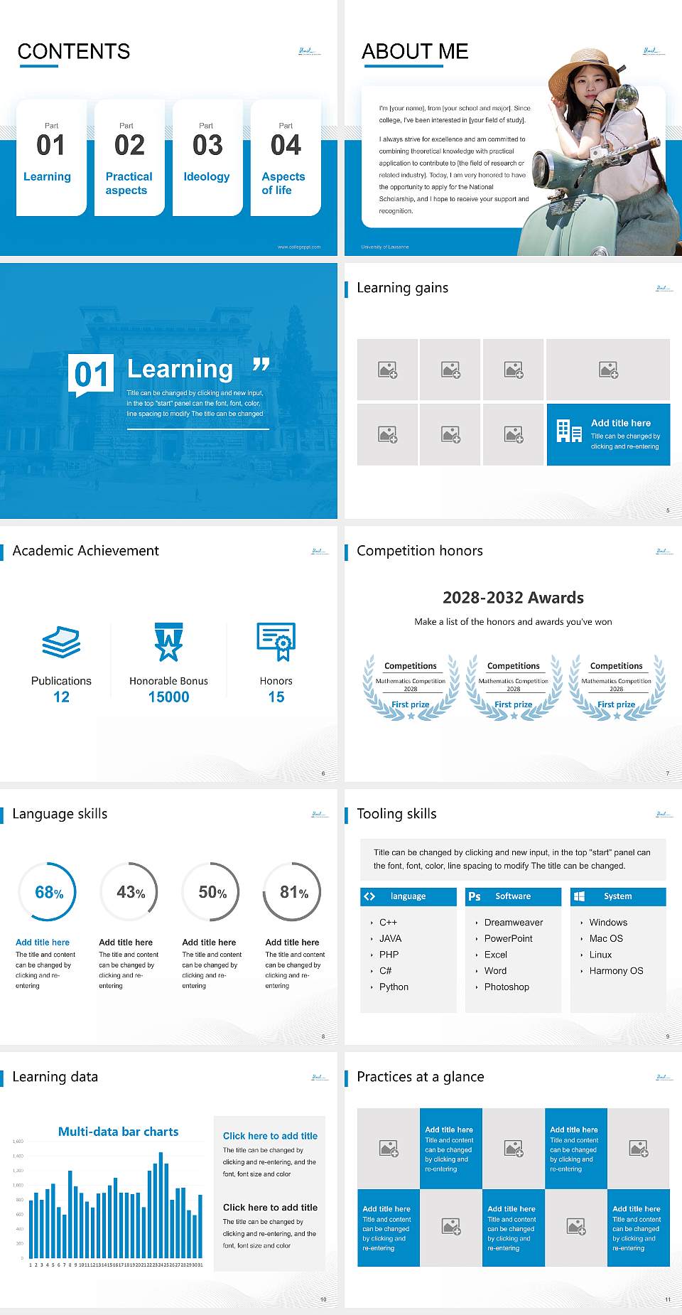 University of Lausanne National Scholarship Defense PPT Template4:3 ratio PPT effect preview image2