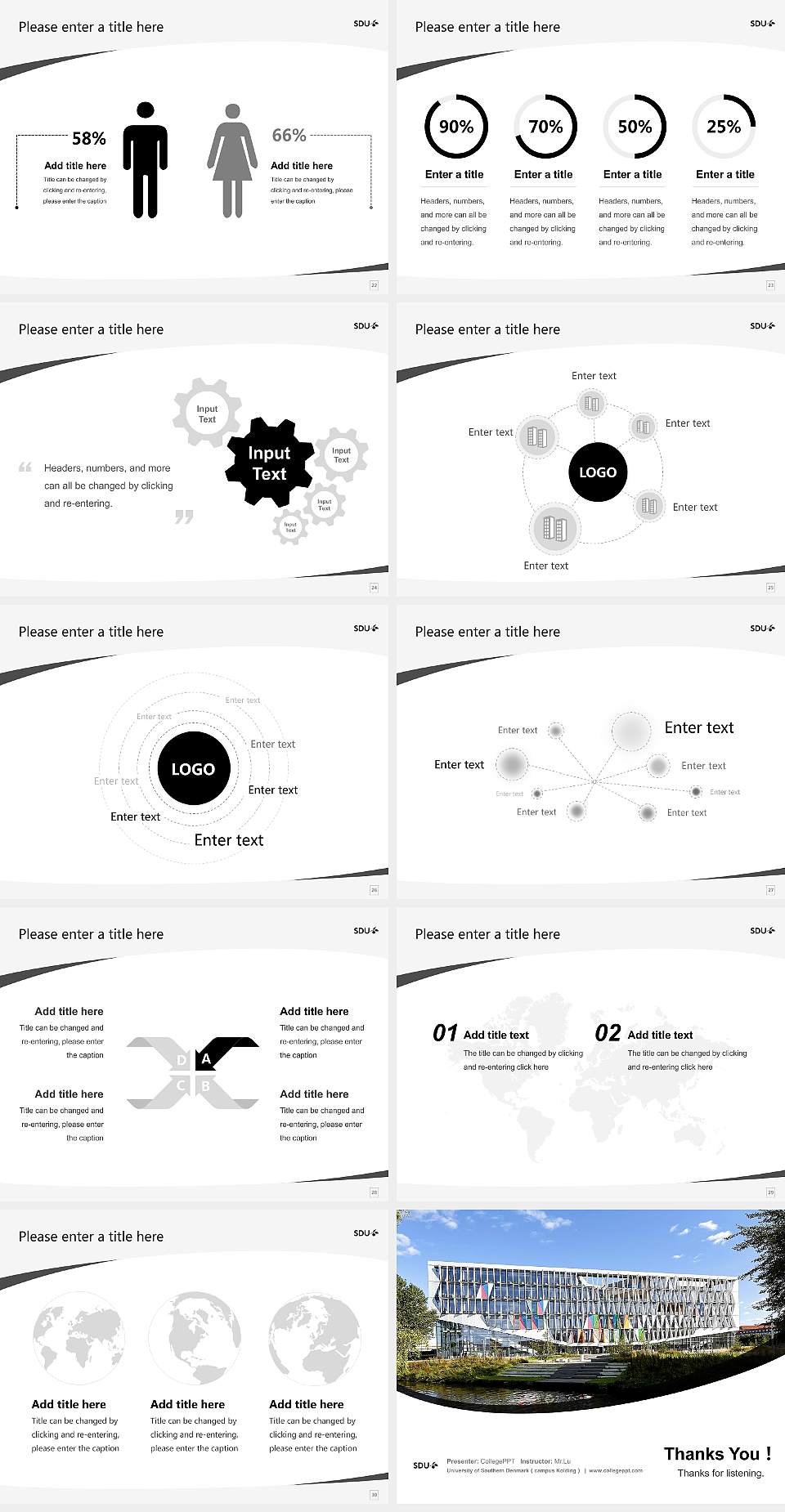 University of Southern Denmark（campus Kolding） Course/Courseware Creation PPT Template4:3 ratio PPT effect preview image4