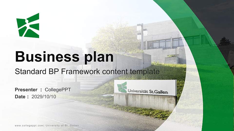 University of St. Gallen Competition/Entrepreneurship Contest PPT Template16:9 ratio PPT effect preview image