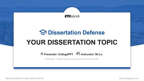 ETH Zurich – Federal Institute of Technology Zurich Graduation Thesis Defense PPT Template