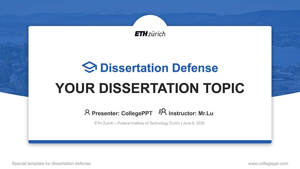 ETH Zurich – Federal Institute of Technology Zurich Graduation Thesis Defense PPT Template16:9 ratio PPT effect preview image