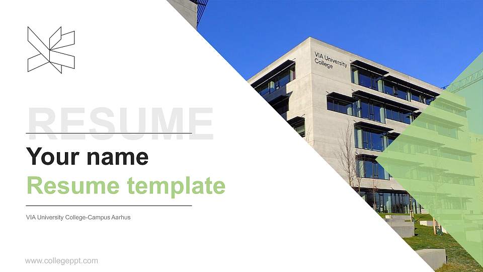 VIA University College-Campus Aarhus Resume PPT Template16:9 ratio PPT effect preview image
