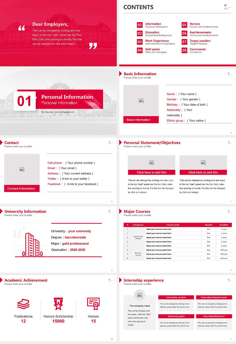 University of Bern Resume PPT Template16:9 ratio PPT effect preview image2