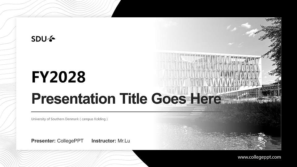 University of Southern Denmark（campus Kolding） Academic Presentation/Research Findings Report PPT Template16:9 ratio PPT effect preview image