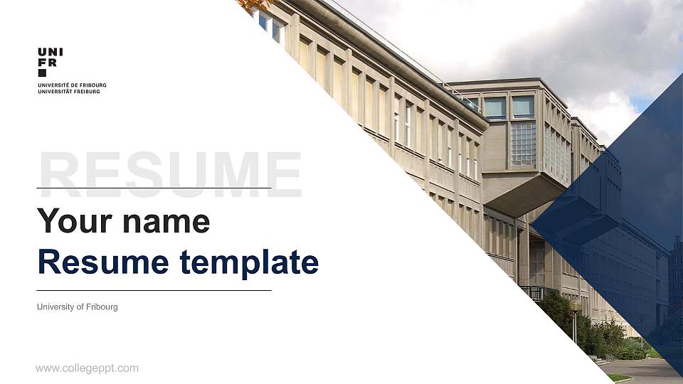 University of Fribourg Resume PPT Template16:9 ratio PPT effect preview image