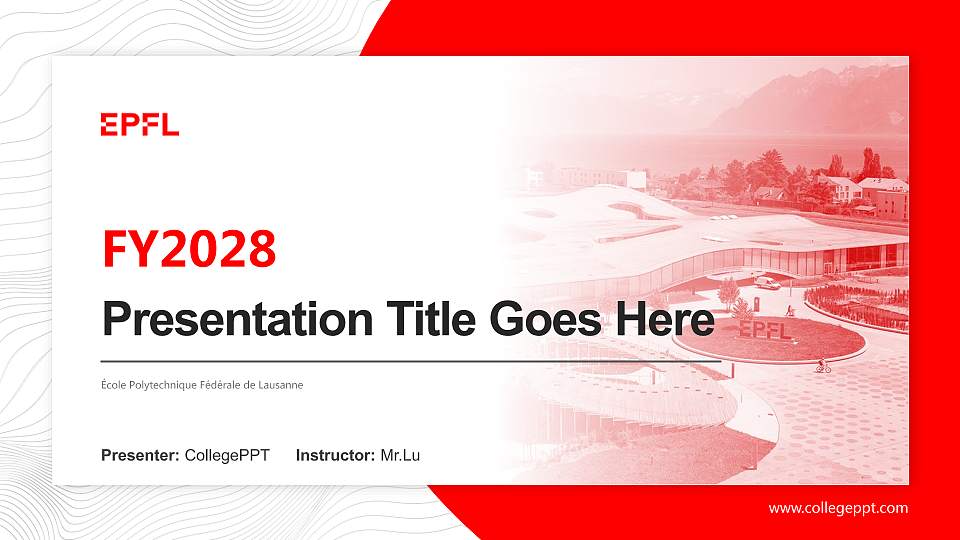 École Polytechnique Fédérale de Lausanne Academic Presentation/Research Findings Report PPT Template16:9 ratio PPT effect preview image