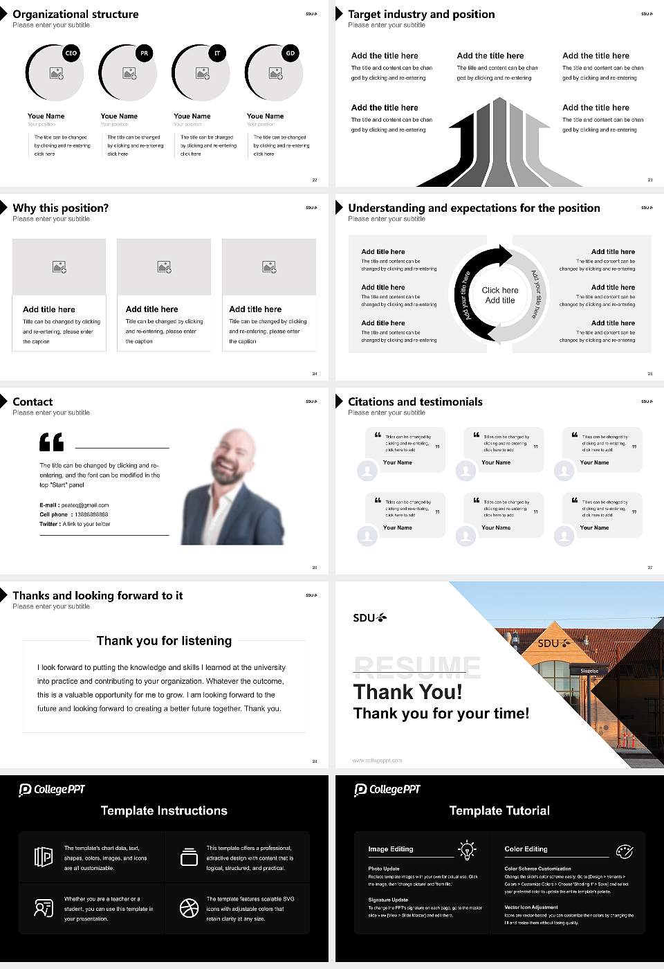 University of Southern Denmark（campus Slagelse） Resume PPT Template16:9 ratio PPT effect preview image4
