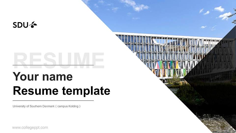University of Southern Denmark（campus Kolding） Resume PPT Template16:9 ratio PPT effect preview image