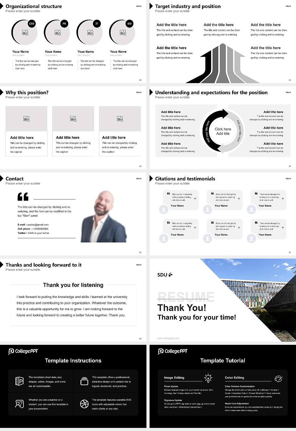 University of Southern Denmark（campus Kolding） Resume PPT Template16:9 ratio PPT effect preview image4