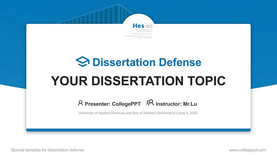 University of Applied Sciences and Arts of Western Switzerland Graduation Thesis Defense PPT Template16:9 ratio PPT effect preview image