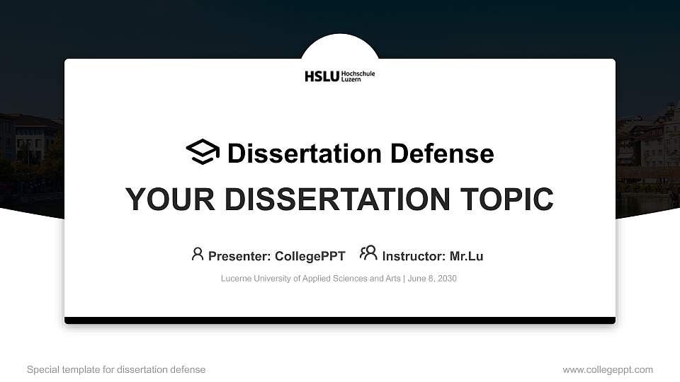 Lucerne University of Applied Sciences and Arts Graduation Thesis Defense PPT Template16:9 ratio PPT effect preview image