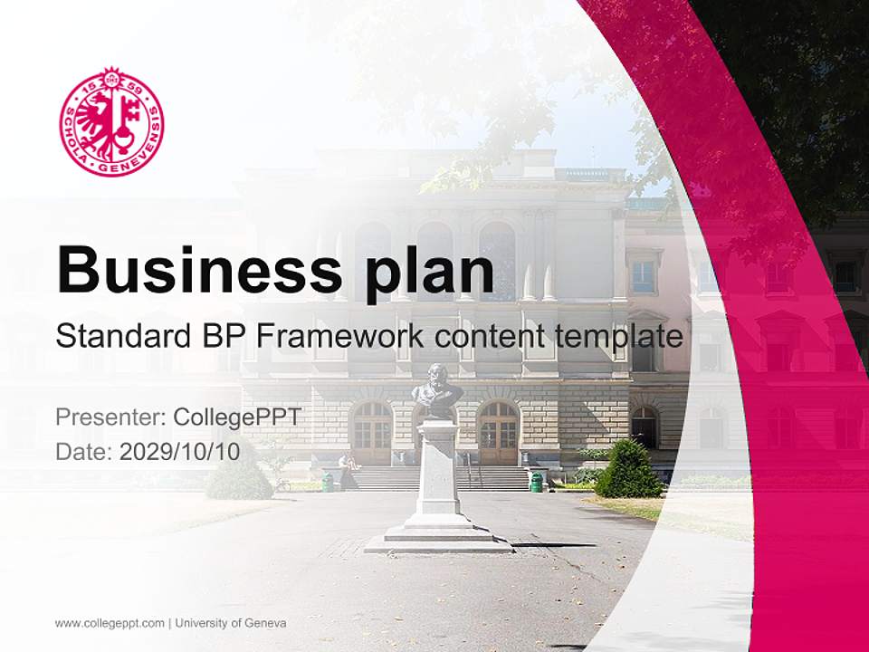 University of Geneva Competition/Entrepreneurship Contest PPT Template4:3 ratio PPT effect preview image9