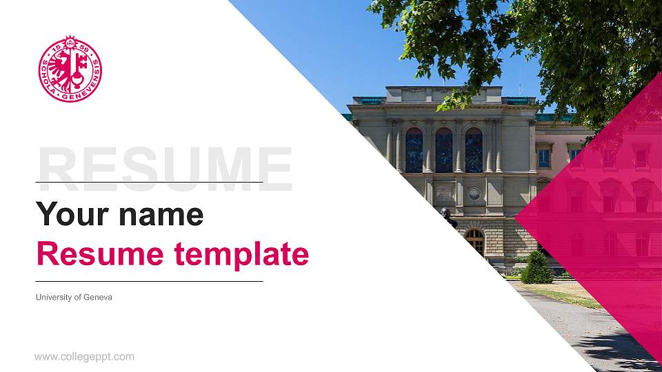University of Geneva Resume PPT Template16:9 ratio PPT effect preview image